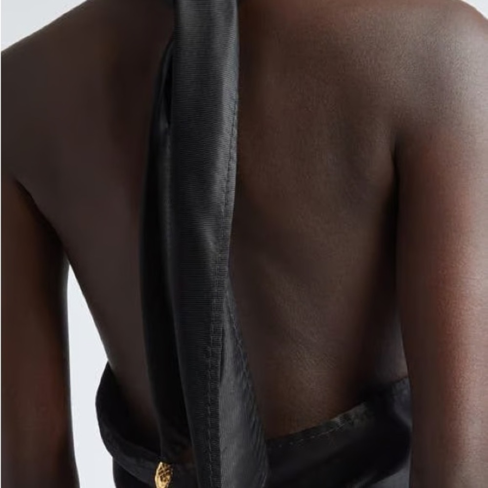 Sleek Black Halter Top with gold accents - Picture 4 of 7